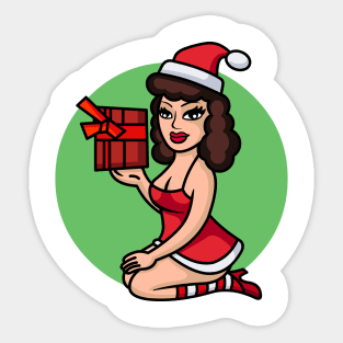 Merry Christmas Pin up Girl Sticker